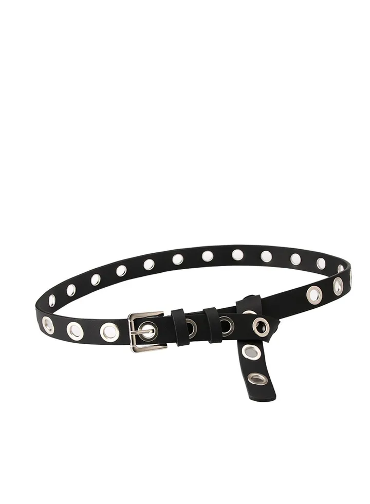 Women's Eyelet Belt Fashion 106cm Black