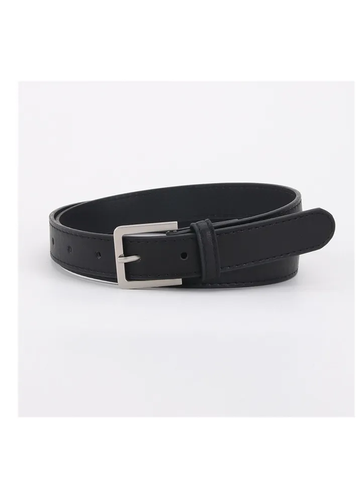 Simple Minimalist Wind Decoration Women Coat Jeans Belt Hair 105cm Black