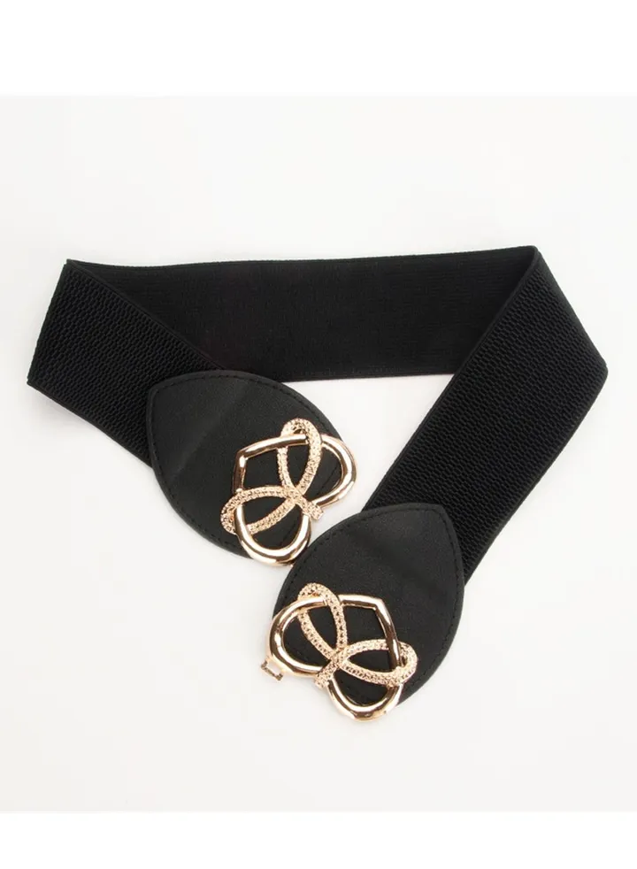 Women's Summer Fecorative Jeans Fashion Trend Elastic Hidden Belt 67cm Black