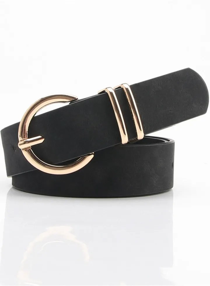 Fashion Boutique Women's Needle Button Casual Versatile Jeans Belt 105cm Black