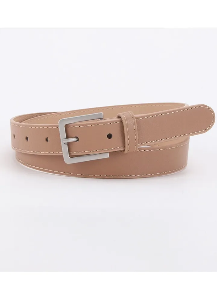 Simple Minimalist Wind Decoration Women Coat Jeans Belt Hair 105cm Brown