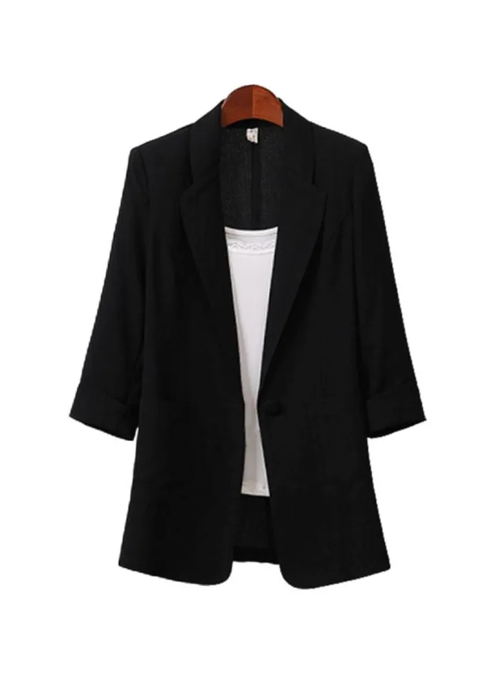 Long Sleeves Cotton Coat Black