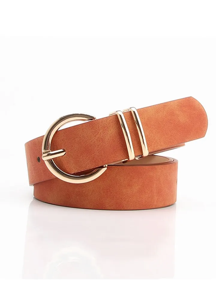 Fashion Boutique Women's Needle Button Casual Versatile Jeans Belt 105cm Orange