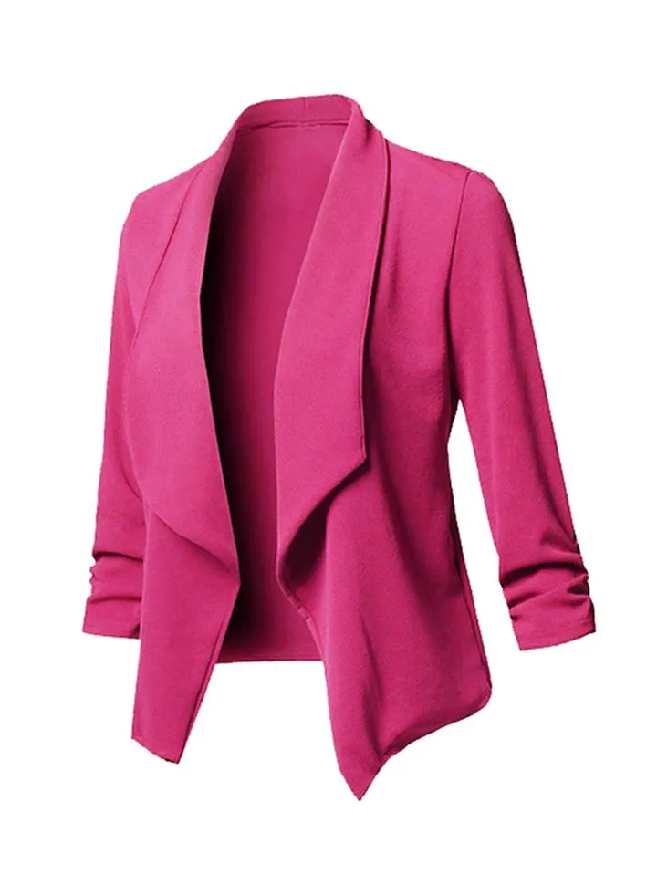 Ruched Asymmetrical Casual Business Suit Rose