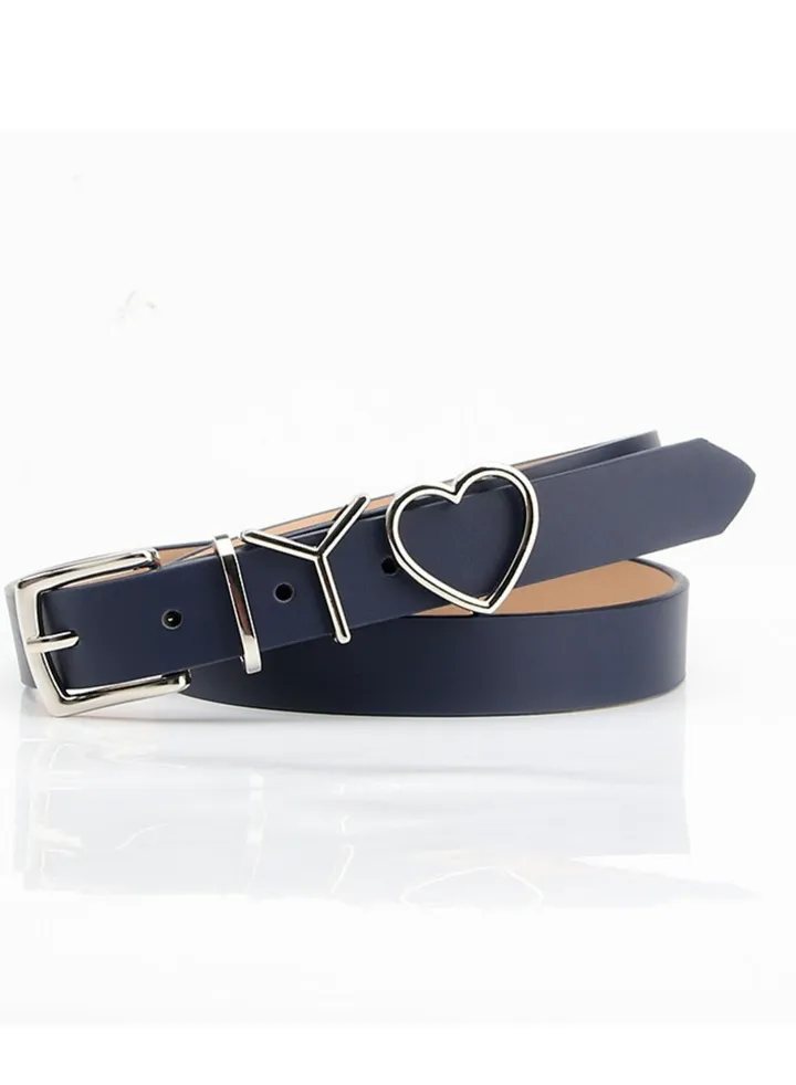 Fashion Versatile Letter Love Button Decorative Suit Belt 105cm Blue