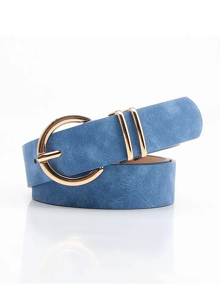 Fashion Boutique Women's Needle Button Casual Versatile Jeans Belt 105cm Blue