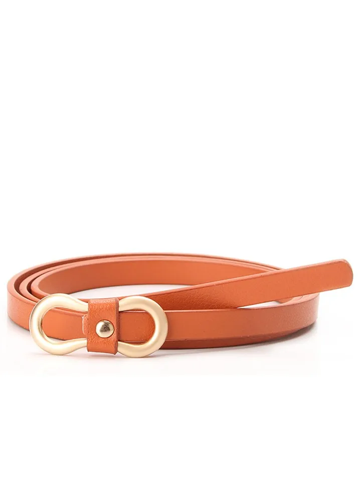 PU Fashion Decorative Denim Dress Ladies Thin Belt 105cm Orange