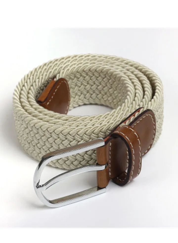 105-110cm Elastic Braided belt Needle Buckle Elastic Belt Casual Canvas Beige