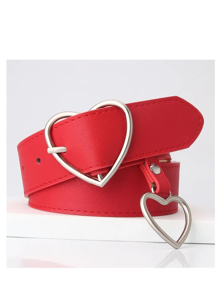 Trend All Kinds Of Love Buckle Fashion Ladies Belt 105cm Red
