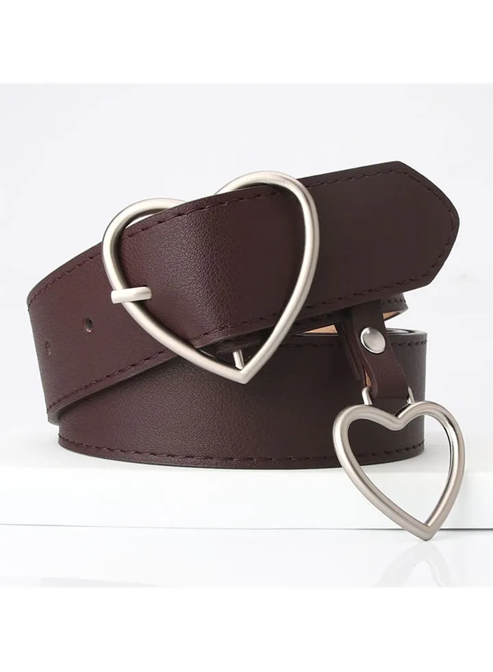 Trend All Kinds Of Love Buckle Fashion Ladies Belt 105cm Brown