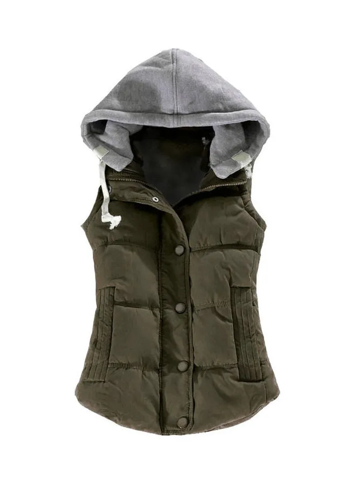 Colour Block Hooded Jacket Army Green/Grey