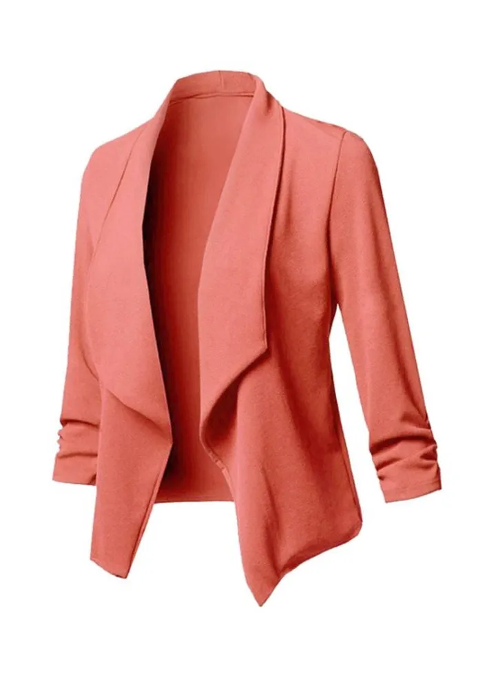 Long Sleeves Solid Blazer Orange