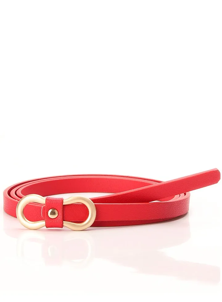 PU Fashion Decorative Denim Dress Ladies Thin Belt 105cm Red