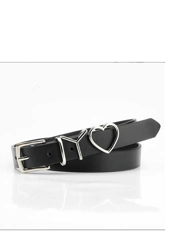 Fashion Versatile Letter Love Button Decorative Suit Belt 105cm Black