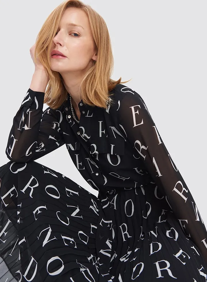 All-Over Printed Dress Black