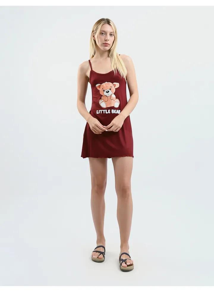 Sleep Shirt Cotton Thin Strap - Printed