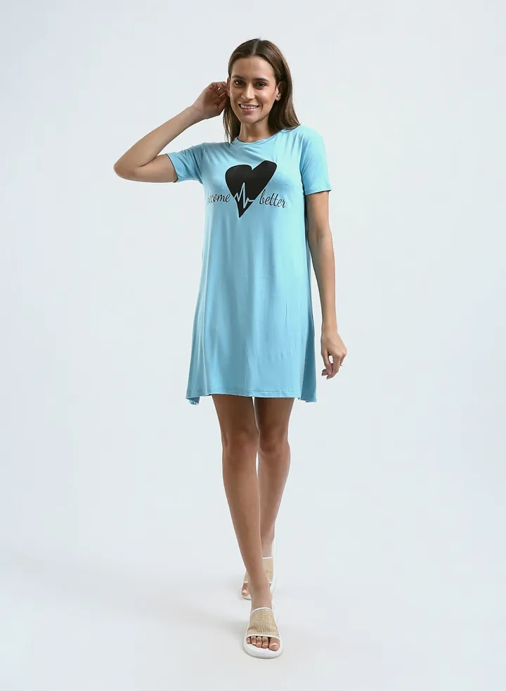 Sleepshirt Cotton Short Sleeves Printed