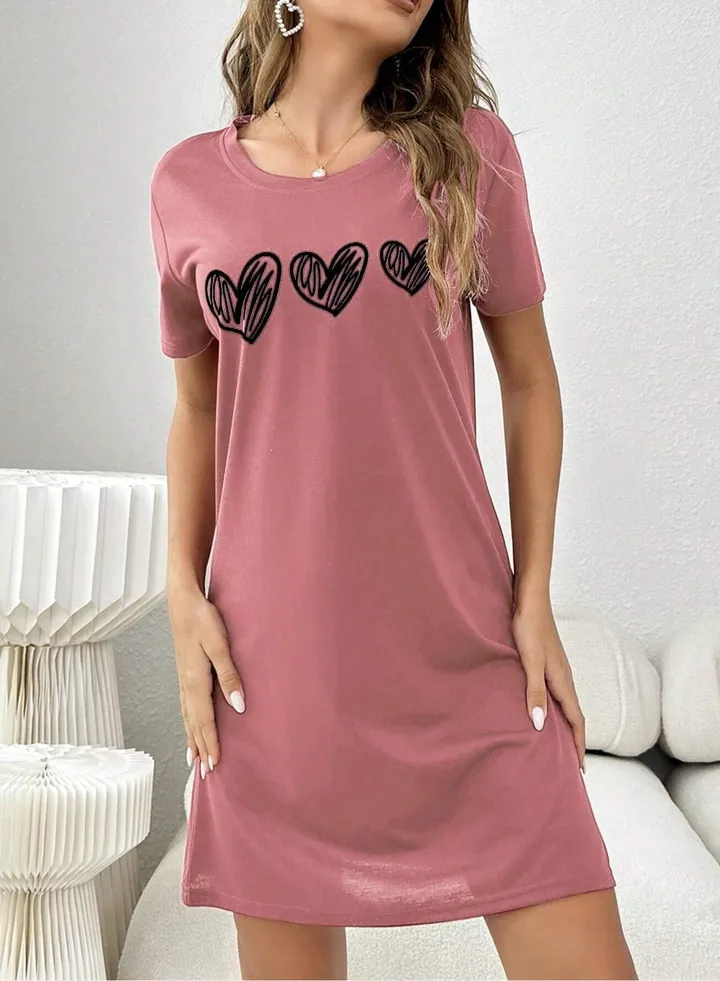 Mesery Sleepshirt Cotton Short Sleeves Printed