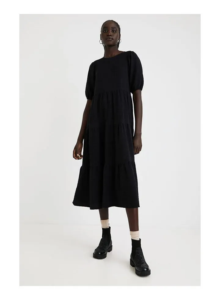 Casual Plain Basic Cowl Neck Dresses Black