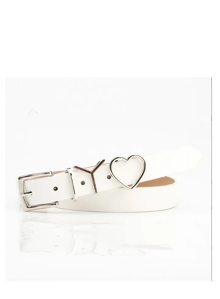 Fashion Versatile Letter Love Button Decorative Suit Belt 105cm White
