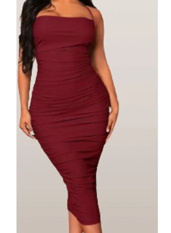 Women's night dress, ruffled, cross strap