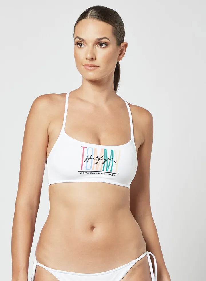 Logo Bralette Bikini Top White