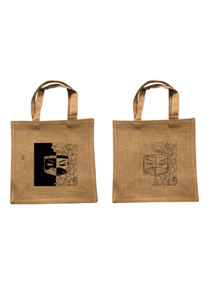 Emirati Woman Eco-friendly Jute Tote Bag brown