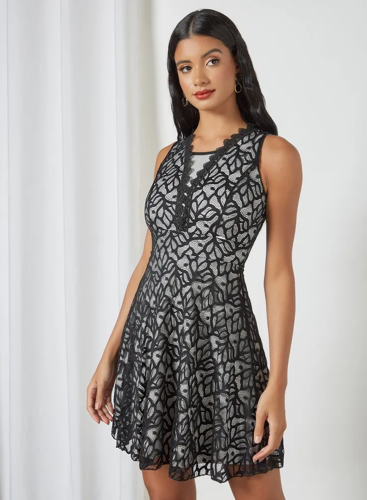 Sleeveless Lace Dress Black