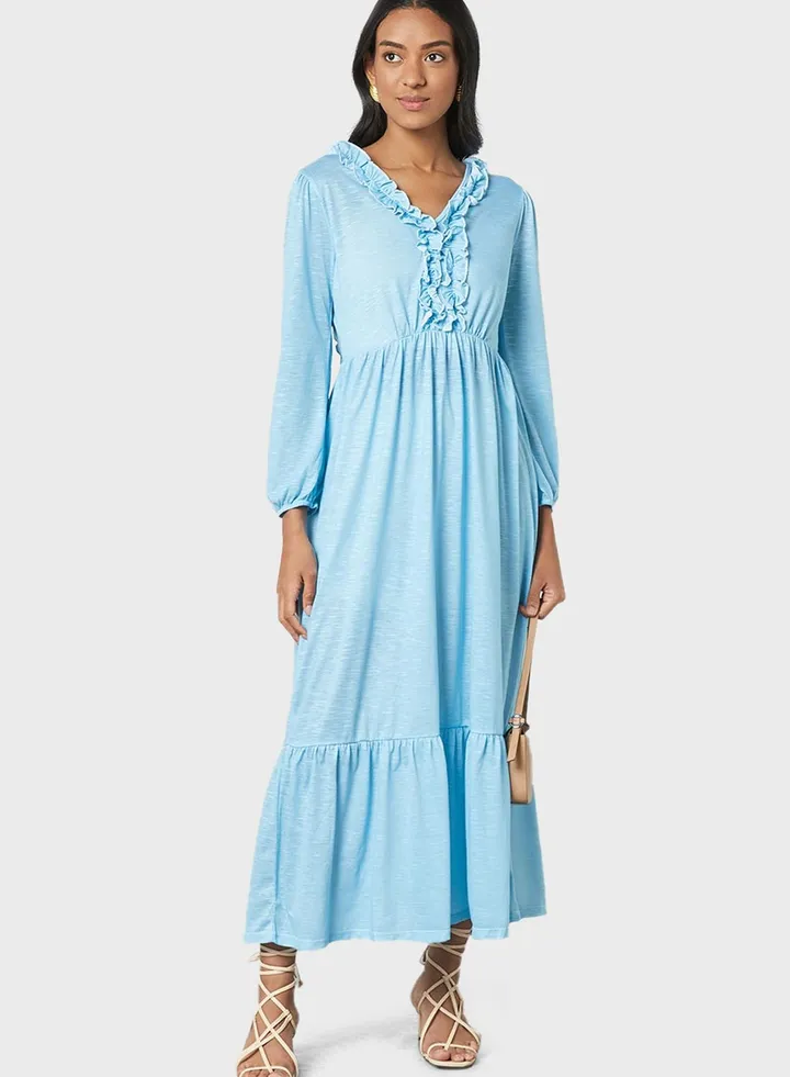 Ruffle Detail Knitted Dress