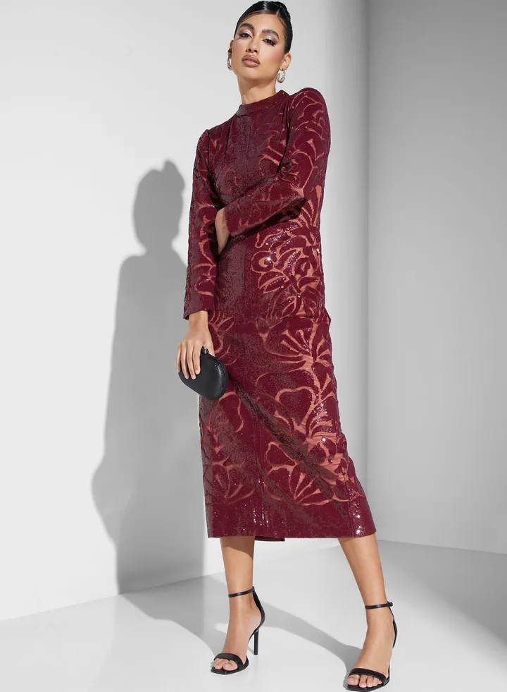 Shimmer Floral Print Dress