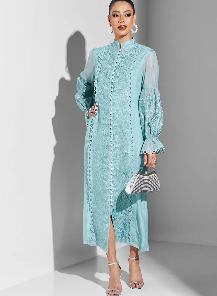 Lace Detail Button Down Dress