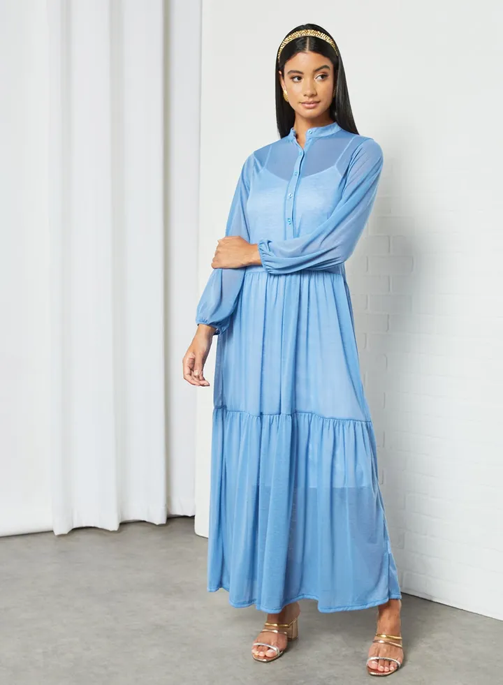 Sheer Maxi Dress Blue
