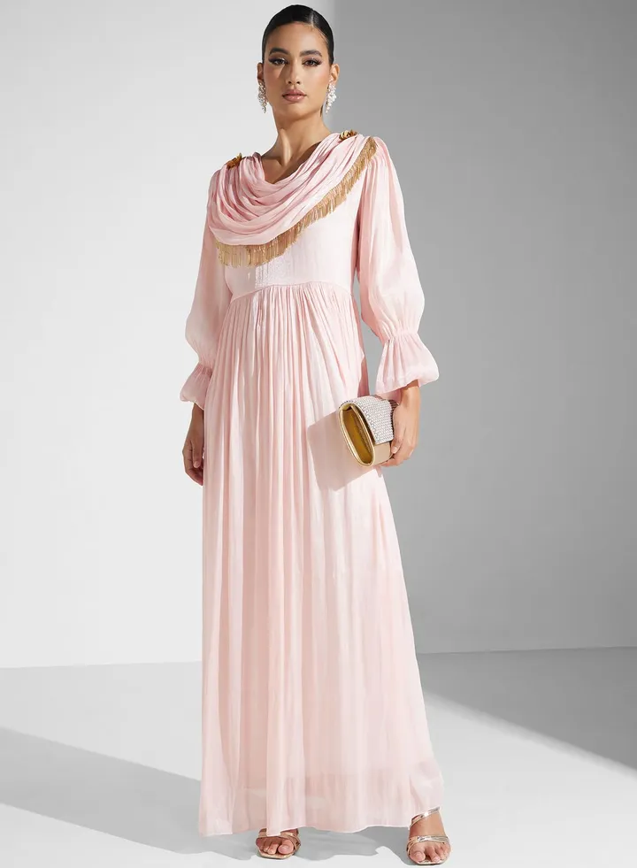 Pleated Zip Detail Dress