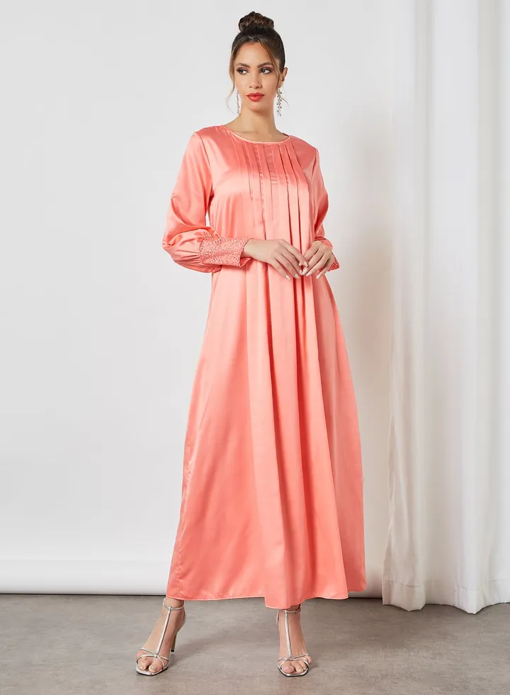 Pleat Detailed Dress Pink