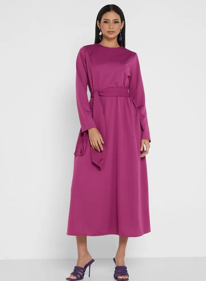 Belted Long Sleeve Dress