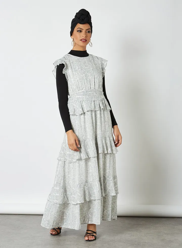 Printed Maxi Dress Blue-White