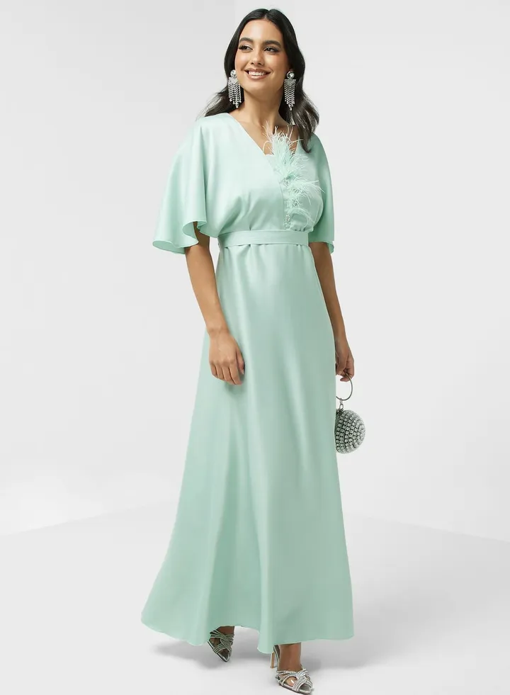 Belted V-Neck Dress