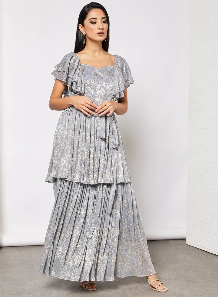 Shimmer Tiered Maxi Dress