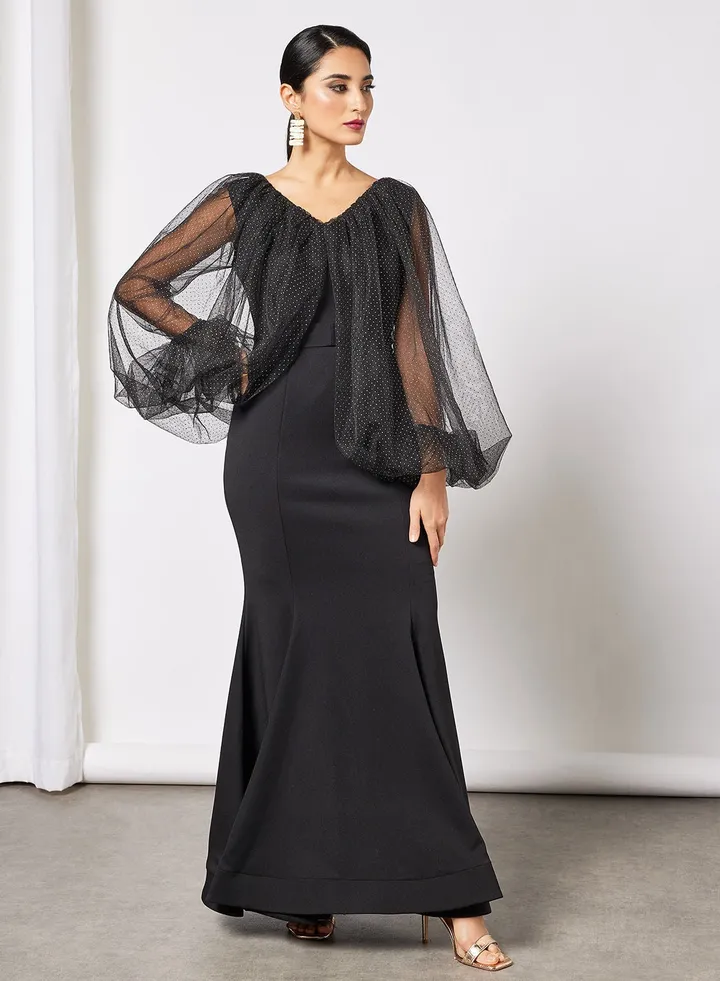 Balloon Sleeve Maxi Dress