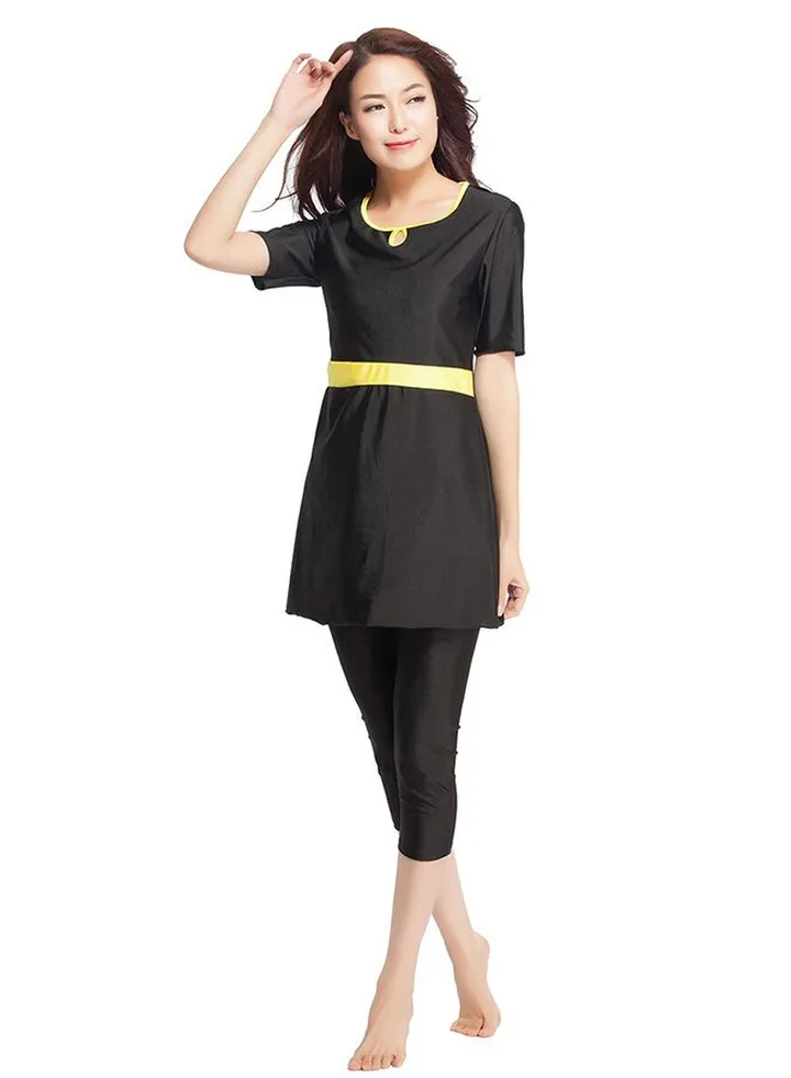 Keyhole Neckline Swimwear Black