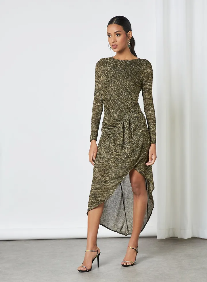 Asymmetrical Hem Dress Gold