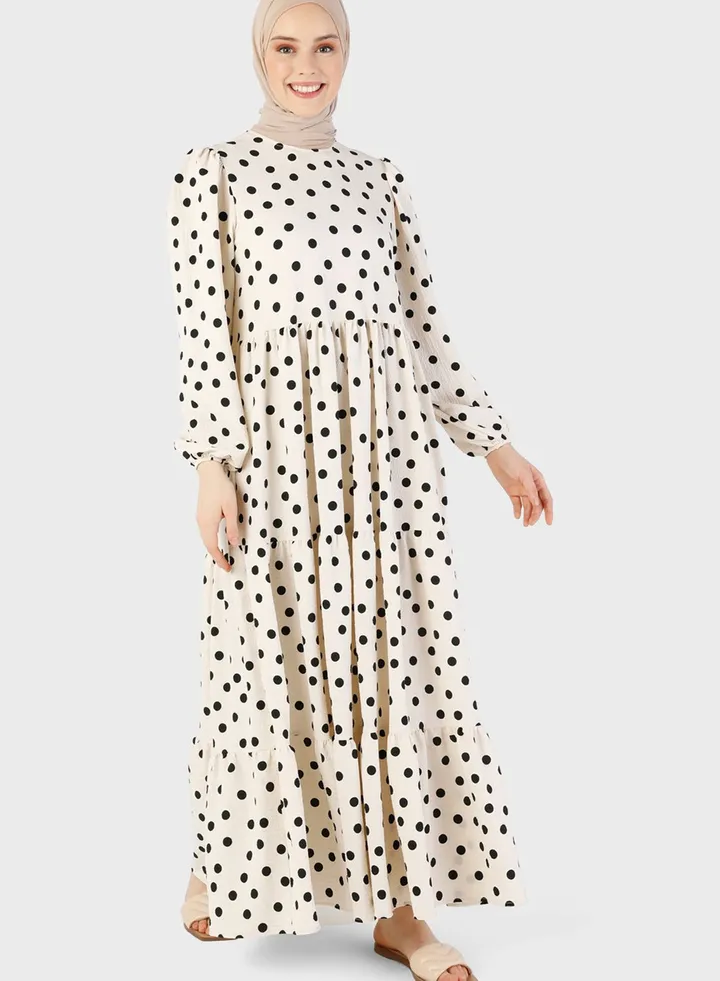 Puff Sleeve Printed Dress