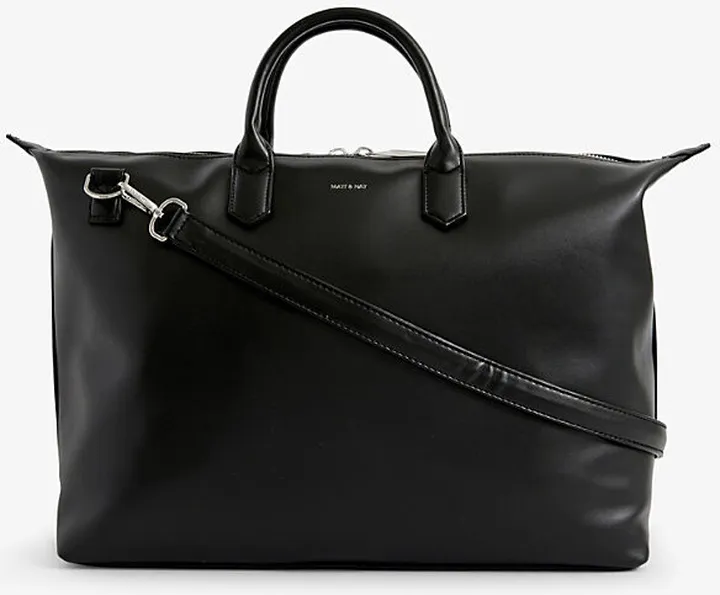 Womens Black Shiny Nickel Abbi LG Logo-embossed Vegan-leather Tote bag