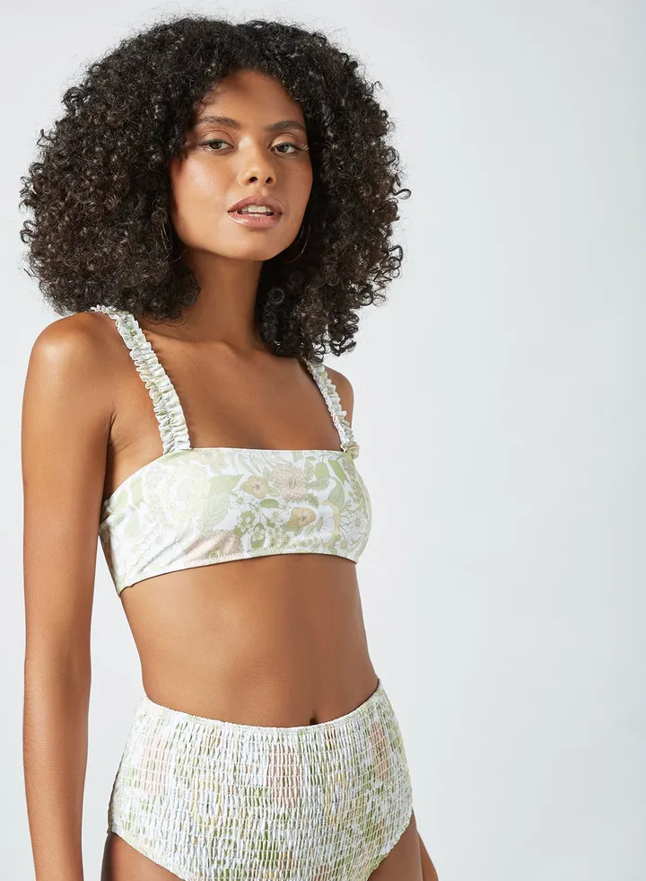 Floral Print Crop Top White