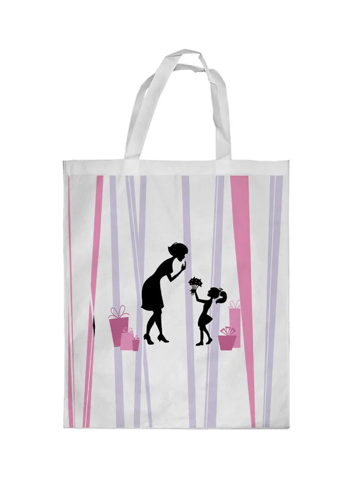 Mother's Day Gift Printed Shopping Bag White/Pink/Blue