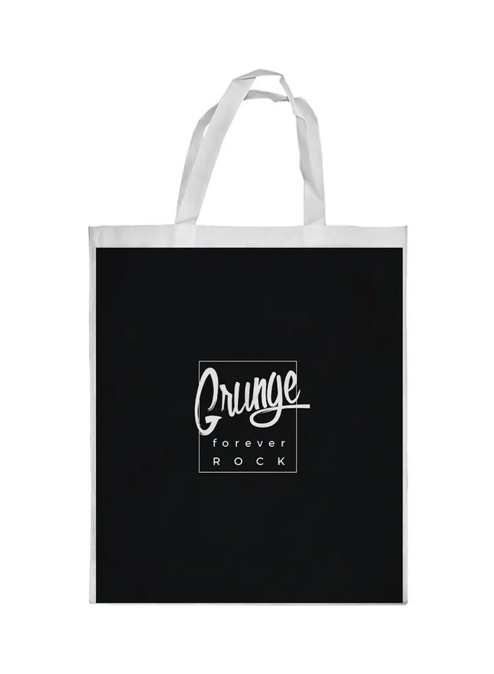 Grunge Forever Rock Printed Shopping Bag Black/White
