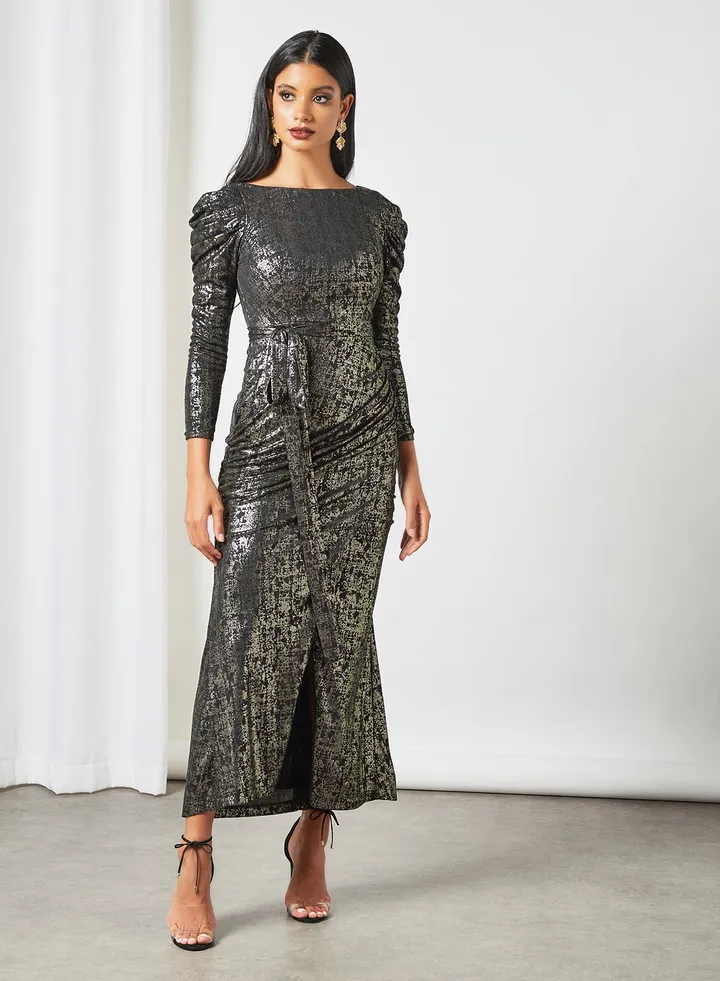 Stylish Maxi Dress Black/Gold
