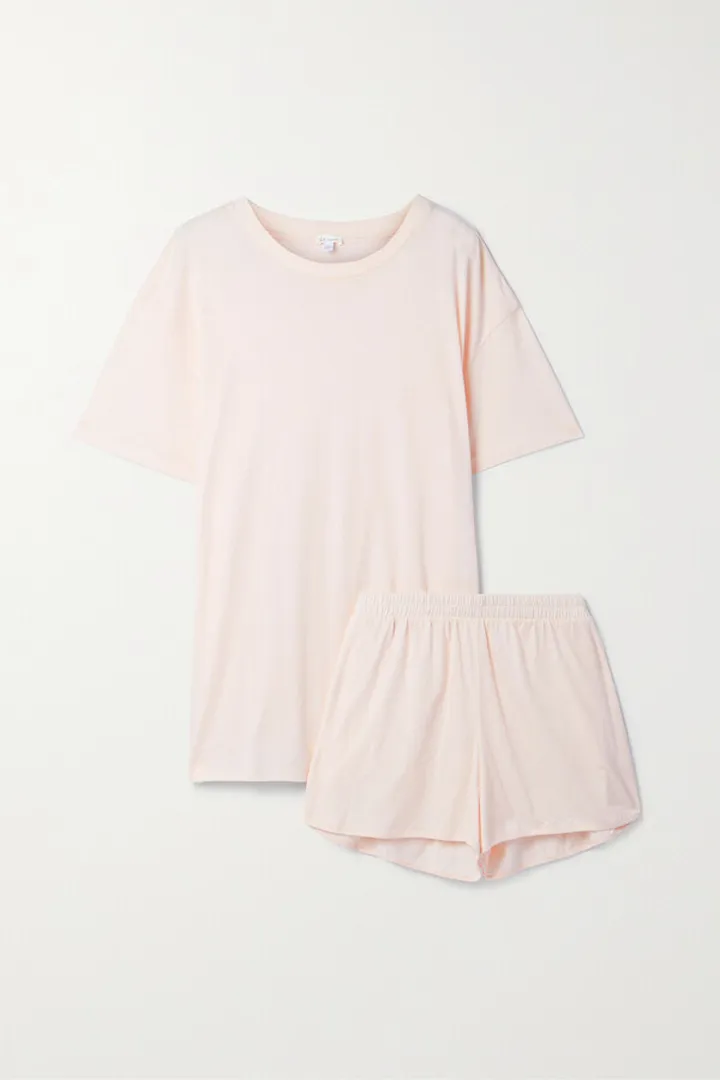 Skin - Courtney Pima Cotton-jersey Pajama Set - Pink