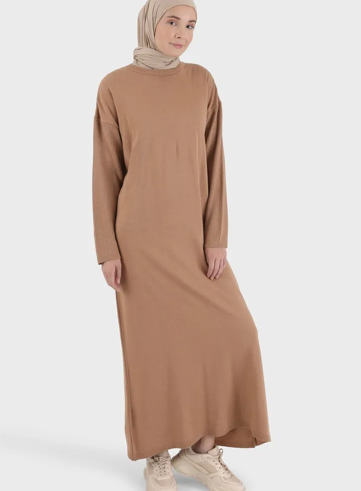 Round Neck Knitted Dress