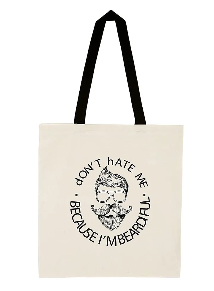 Movember Cotton Jute Bag with black handle bag for Movember, Mobro, No Shave, Mens Health Awareness for fundraising awareness campaigns (Design 8)